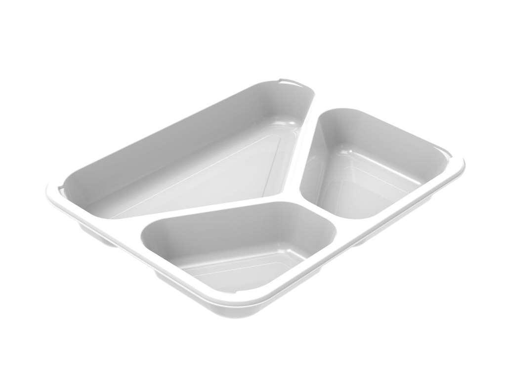 Bakke 3-rum C2227-3A 405/210/155ml L227xB178xH30mm CPET Hvid