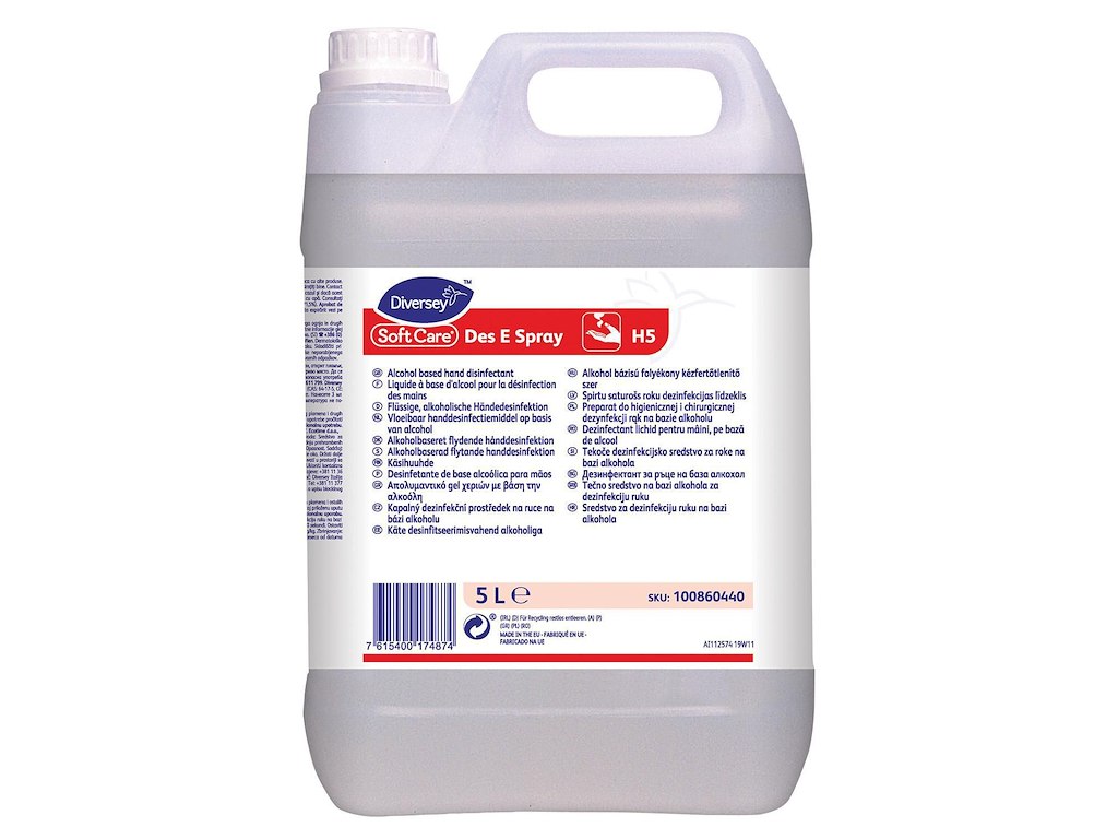 Hånddesinfektion Flydende Soft Care Des E Spray H5 med 85% ethanol 5 ltr