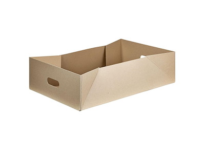Papkasse 575x375x169 mm med Håndtag Massiv pap bund Brun