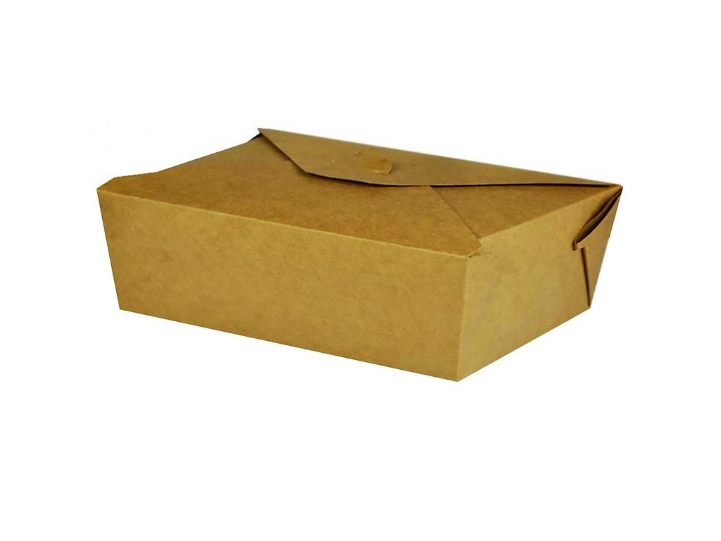 Takeaway æske 1200 ml 195x140x45mm Karton med biocoating Brun