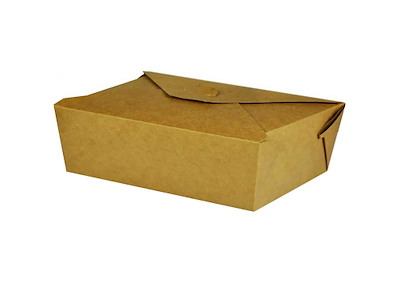 Takeaway æske 1200 ml 195x140x45mm Karton med biocoating Brun
