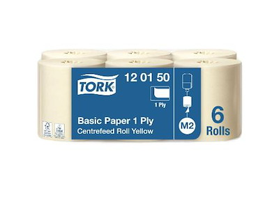 Tork M2 Aftørringspapir Basic 1-lags – 300 m, gul