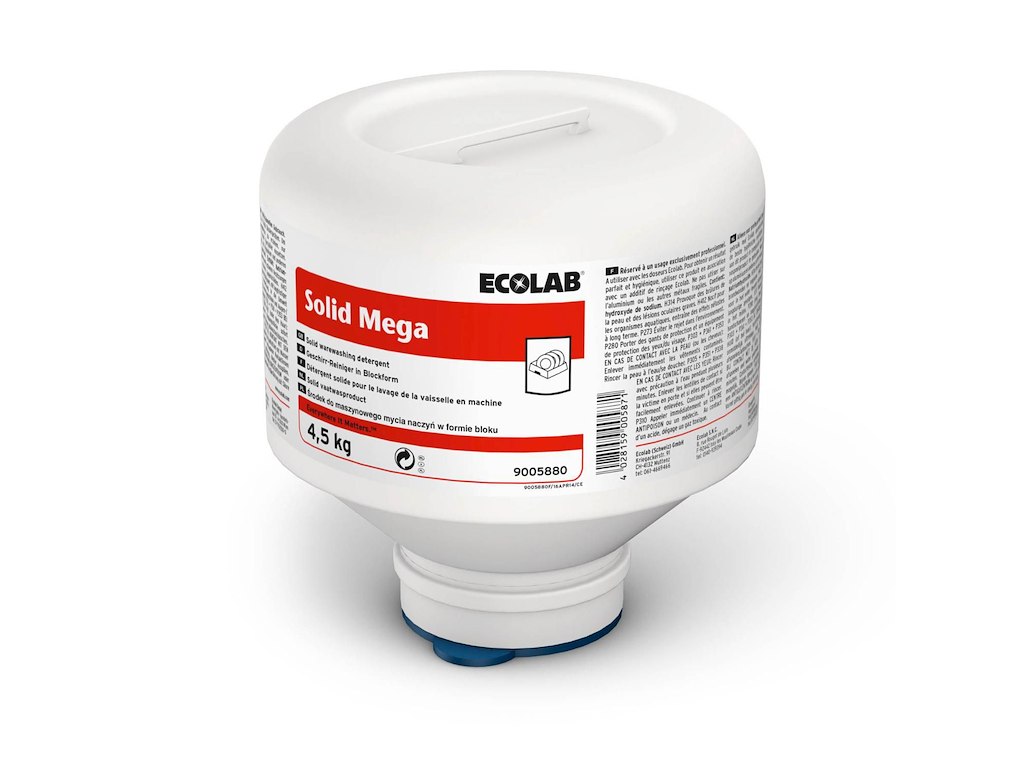 Maskinopvask Anlæg Fast Solid Mega 4.5kg med Klor Middel til belægninger