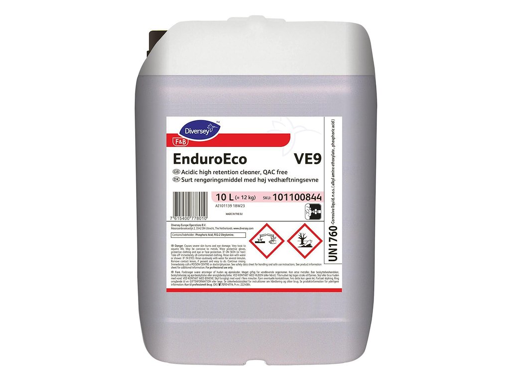 Skumrengøring Surt EnduroEco VE9 10ltr med Høj vedhæftningsevne til kalk/protein