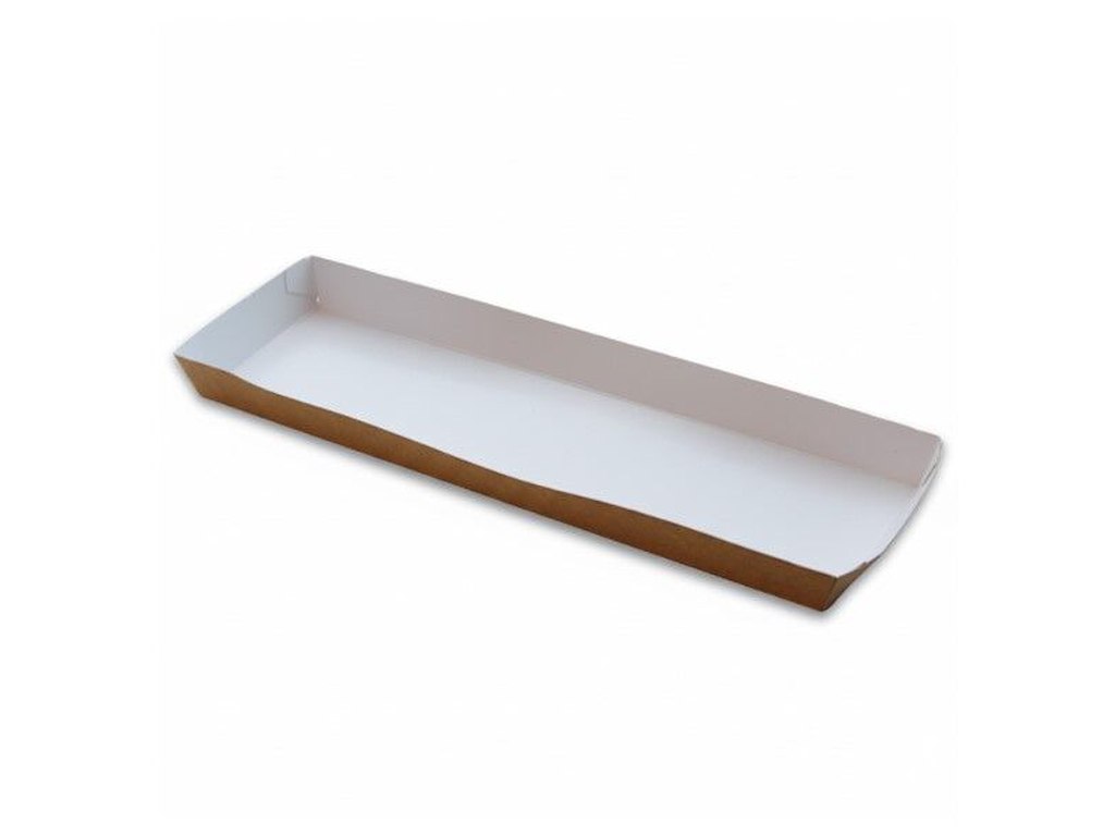 Pølsebakke XXL L332 x B90 x H20 mm med Kant Brun/Hvid