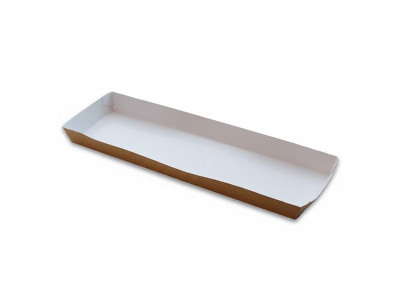 Pølsebakke XXL L332 x B90 x H20 mm med Kant Brun/Hvid