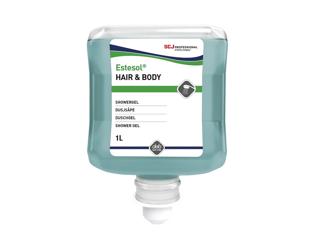 Cremesæbe Estesol Hair and Body Ecolabel m/parfume t dispenser 1 ltr blå