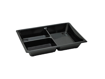 Sushibakke 3-rum 241x175x35 mm 400 my RPET Sort Stor