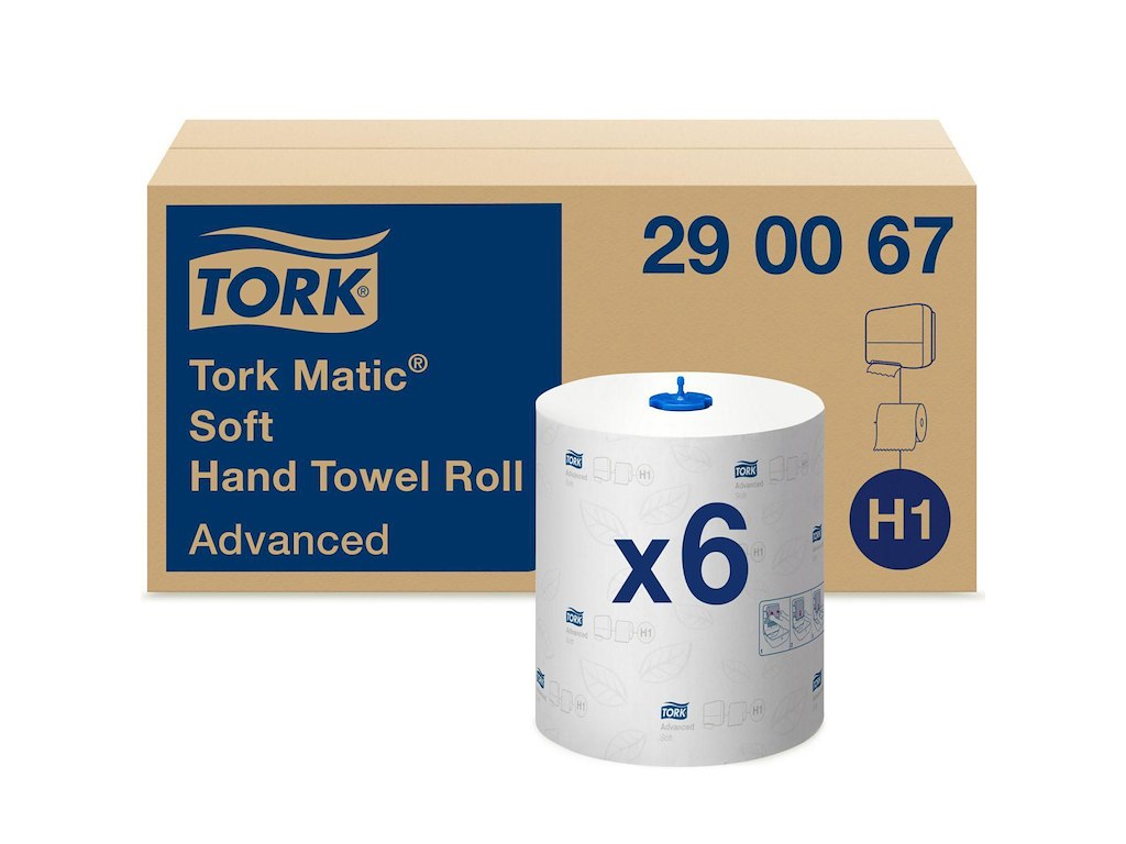 Håndklæderulle Tork Matic Advanced H1 System 2-lag Ø19xB21cmxL150m M/Hylse Hvid
