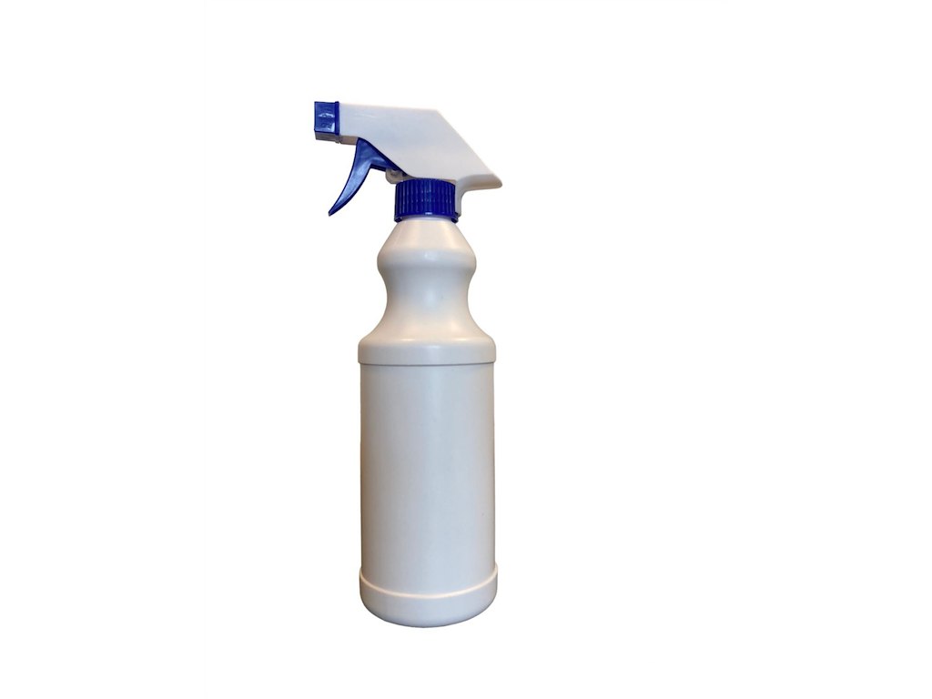 Sprayflaske 500ml med blå sprayer hvid