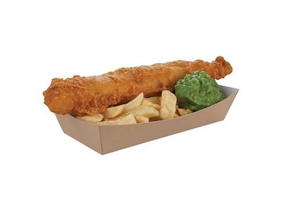 Pommes Frites Bakke XL L220/190xB115/85xH45mm Pap/Plast Brun/Hvid