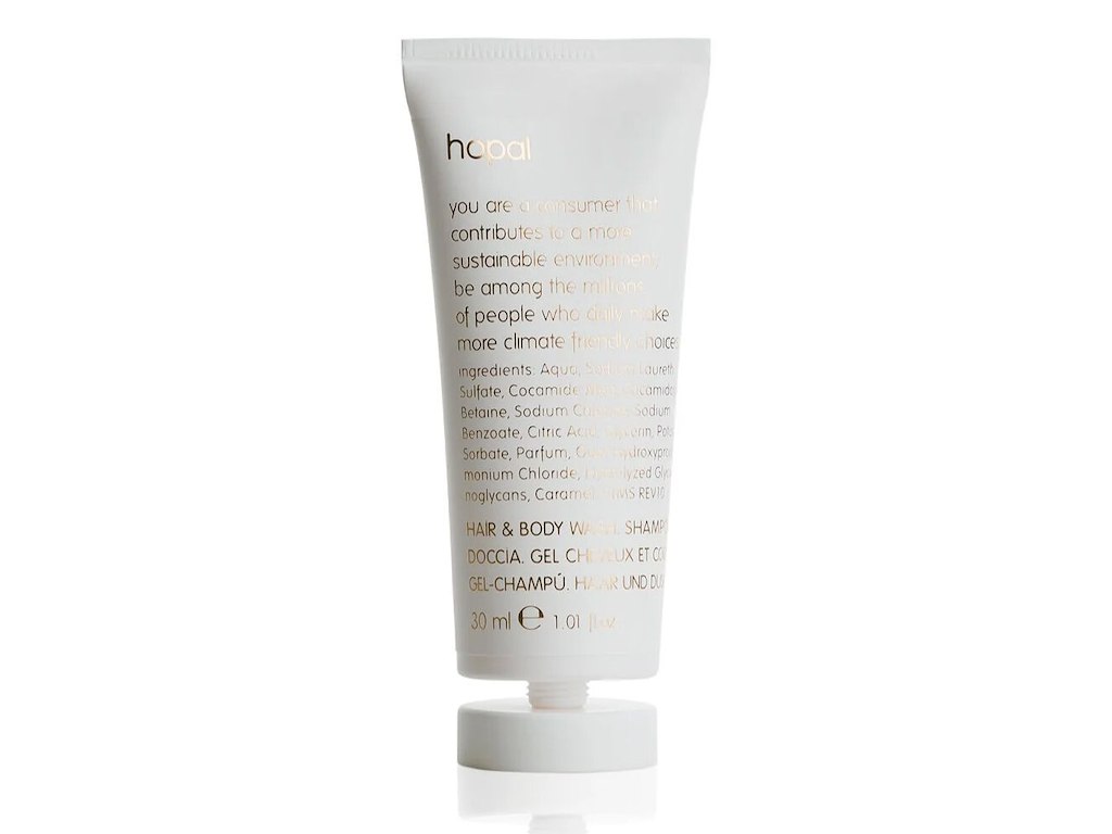 Shampoo HOPAL Hair and Body 30ml Svanemærket Tube med Knæklåg