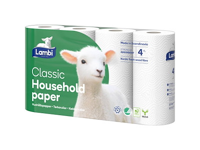 Køkkenrulle Lambi Classic 2-lag L12.33m Svanemærket Hvid