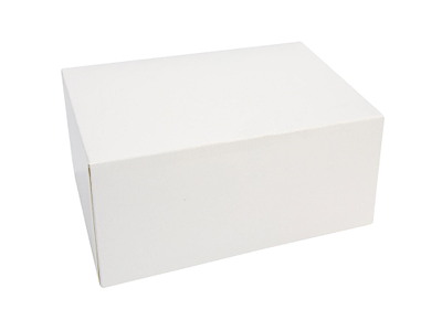 Kageæske hængslet låg høj L160xB110xH95mm pap med åben front uden rude hvid