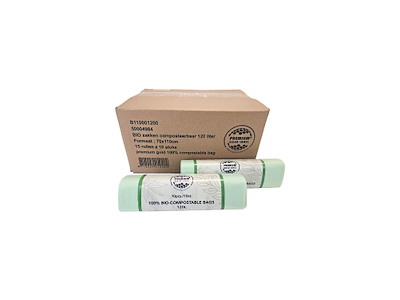 Sæk 100ltr B700xL1100 mm 18my PLA bionedbrydelig Standard Grøn