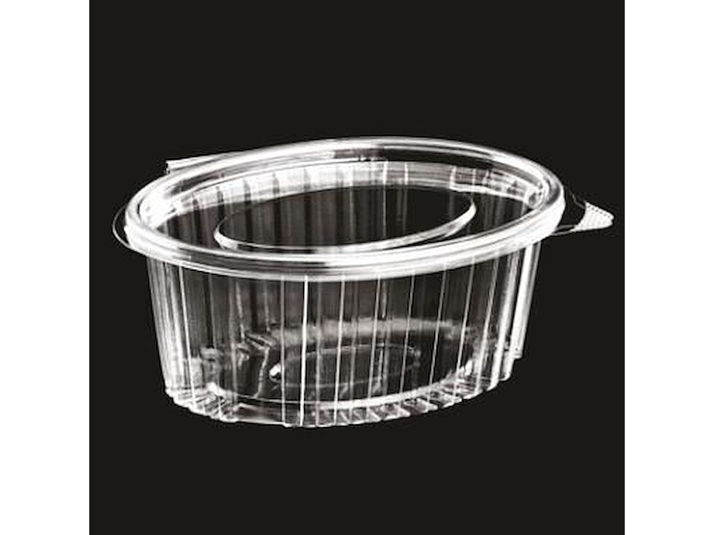 Plastbæger Catersource 375 ml 112x145x57 mm Oval Hængslet låg RPET Klar