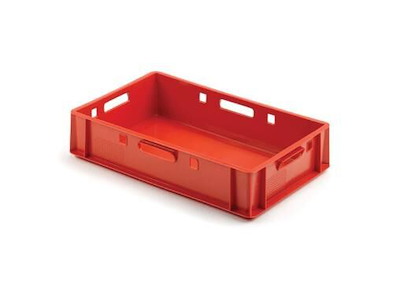 Plastkasse E-1 600x400x125mm rød