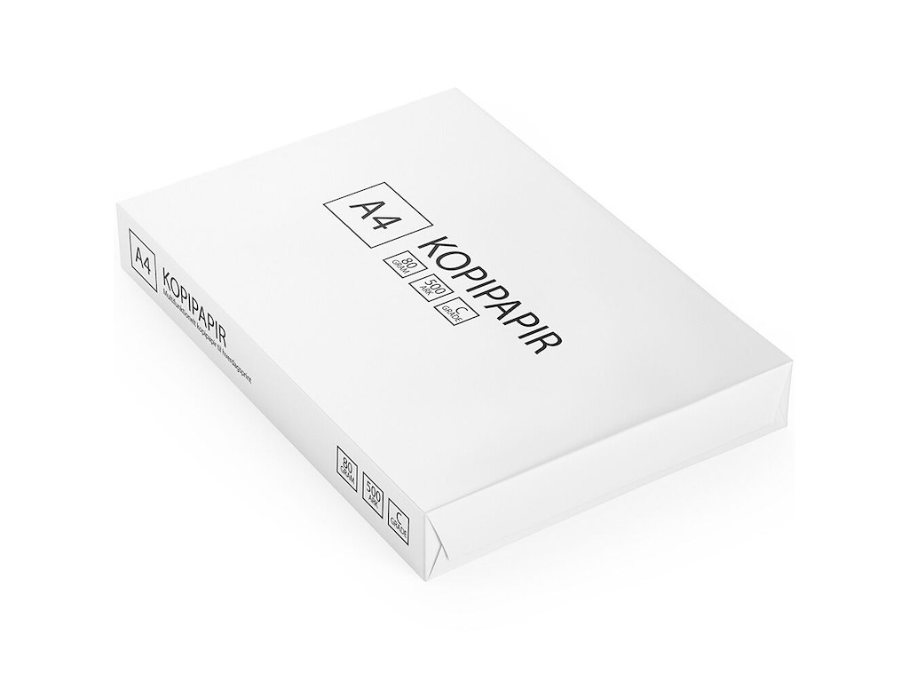 Kopipapir 500 Ark A4 80g L29.7xB21cm Hvid
