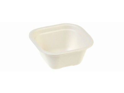 Bakke Kvadrat 350ml L130xB130xH59mm Bagasse Hvid