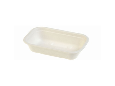 Bakke 1-rum Rektangulær 500ml L205xB130xH45mm Bagasse Hvid