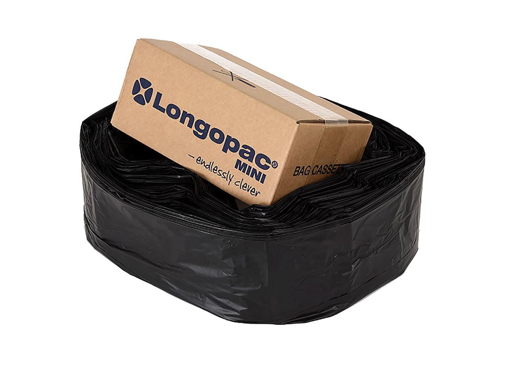 Plastslange Longopac Ø35 cm 55 m med Strips Plast Sort til Mini stativ