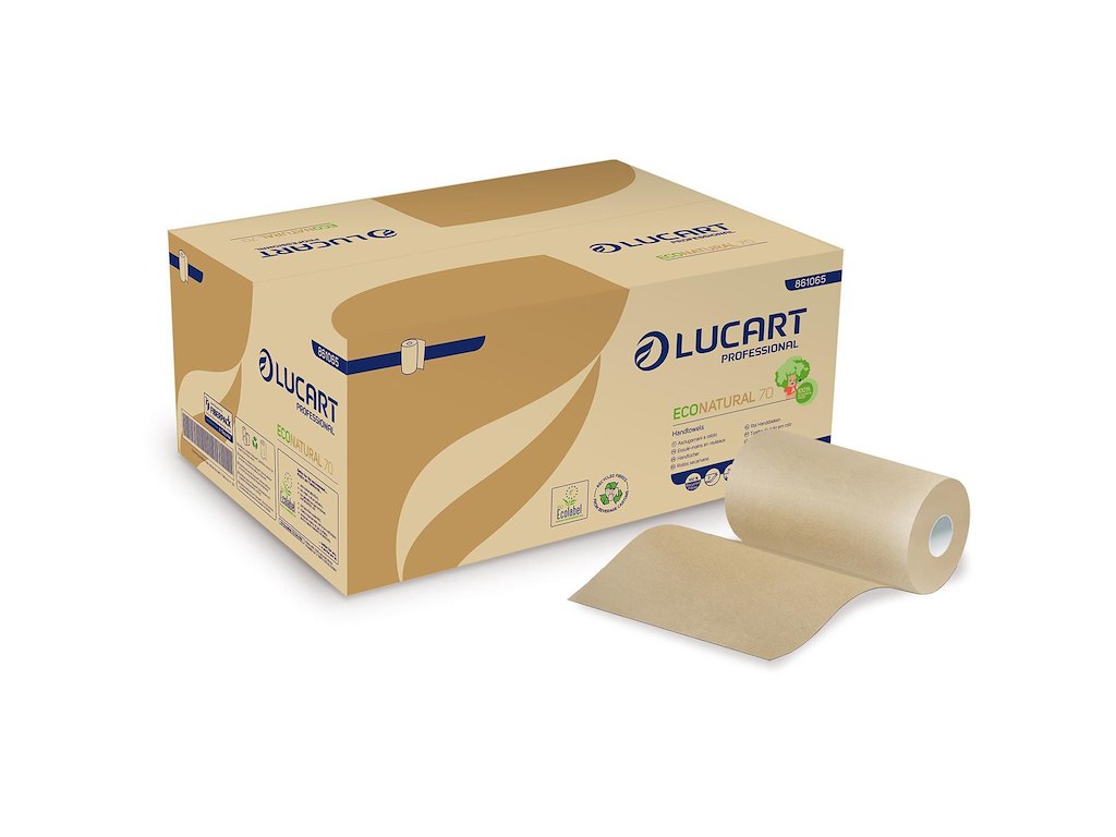 Håndklæderulle EcoNatural Mini 2-lag 22.8cm x70m Genbrug med hylse