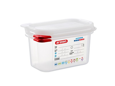 Beholder Araven lufttæt L17.6xB10.8xH10cm 1/9GN 1ltr polypropylen låg klar