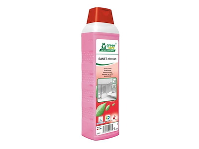 Sanitetsrengøring sur SANET Zitrotan Blomstermærket med Parfume 1 ltr Rød