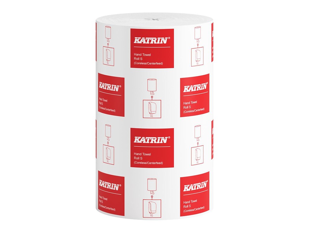 Håndklæderulle Katrin S 1-lag Ø13xB20.5cmxL116m Uperforeret U/Hylse Mix Hvid