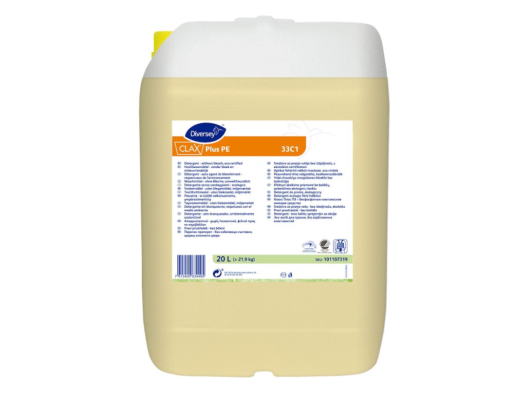 Tøjvask flydende Clax Plus PE 33C1 20ltr Svanemærket uden Blegemiddel til alle