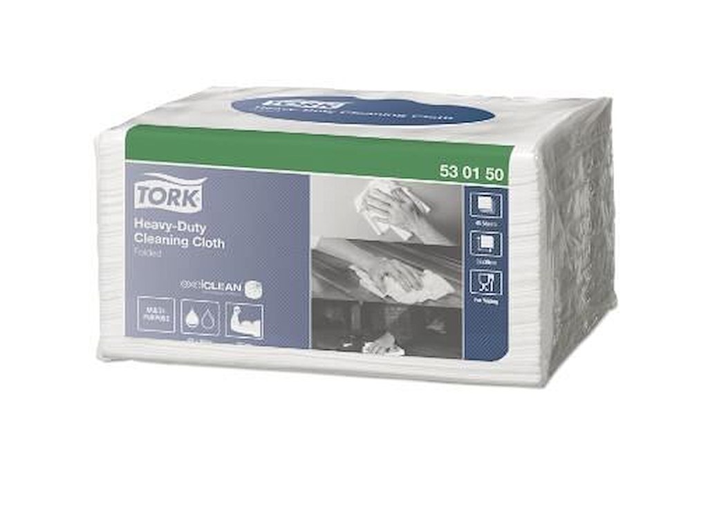 Aftørringsklud Tork Kraftig W8 1-lag 385x320mm Hvid