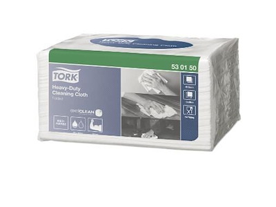 Aftørringsklud Tork Kraftig W8 1-lag 385x320mm Hvid