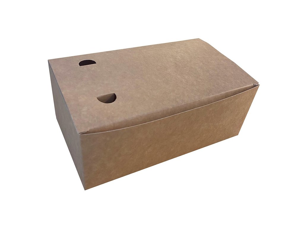 Take away boks 230x140x90 mm Brun/hvid m/lufthuller uden indlæg