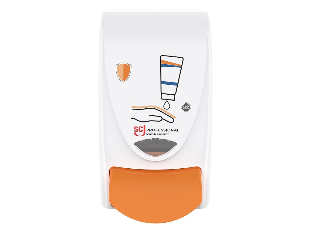 Dispenser Protect Manuel Plast hvid/orange til 1ltr creme patron