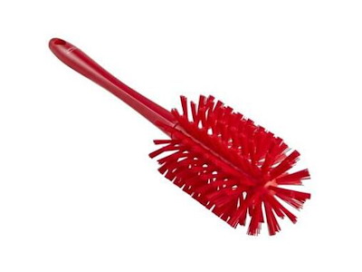 Rørbørste Ø90x430 mm Medium/Stiv med Skaft Fuldstøbt Rød