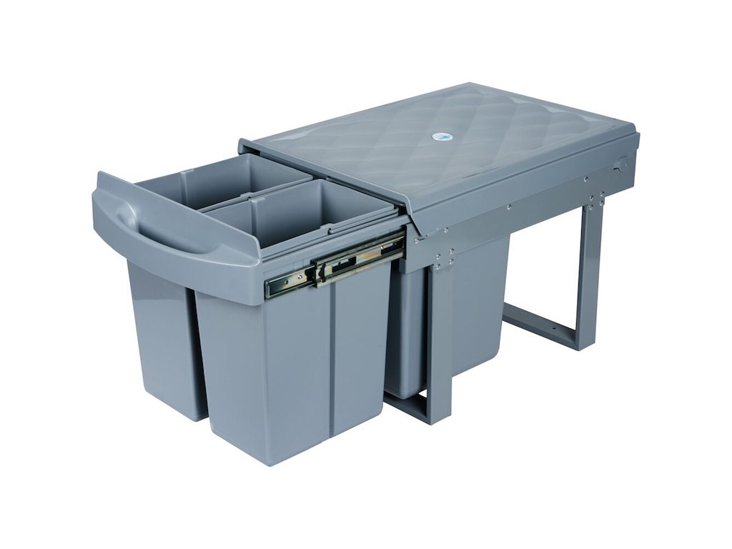 Affaldsbeholder V-Part 3x8 ltr Grå Plast m. Udtræk