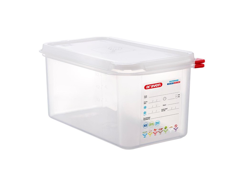 Beholder Araven lufttæt L32.5xB17.6xH15cm 1/3GN 6ltr polypropylen låg klar