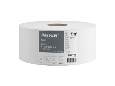 Toiletpapir Katrin Plus 2-lag Ø24 cm 310 m Uperforeret Hvid