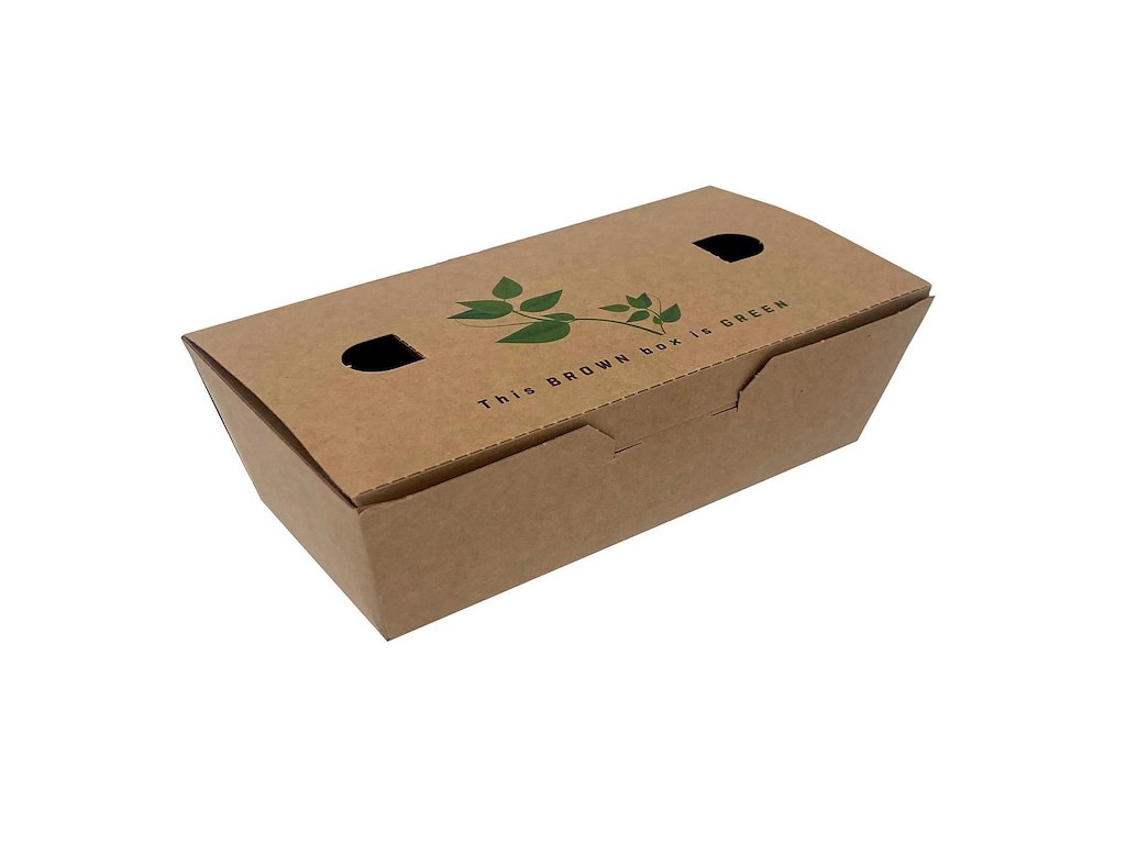 Pommes Frites Æske Nr. 1 L138xB67xH43mm Pap med tryk og låg Brun