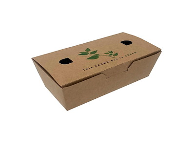 Pommes Frites Æske Nr. 1 L138xB67xH43mm Pap med tryk og låg Brun