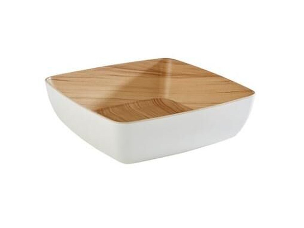 Skål Frida 2.65 ltr 25x25x7.5 cm Melamin Hvid/Trælook