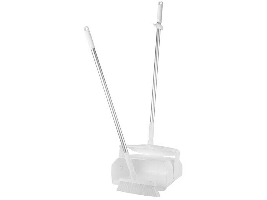 Fejebakke Vikan langskaftet 1120mm PP/Metal med Kost og Lukket beholder Hvid