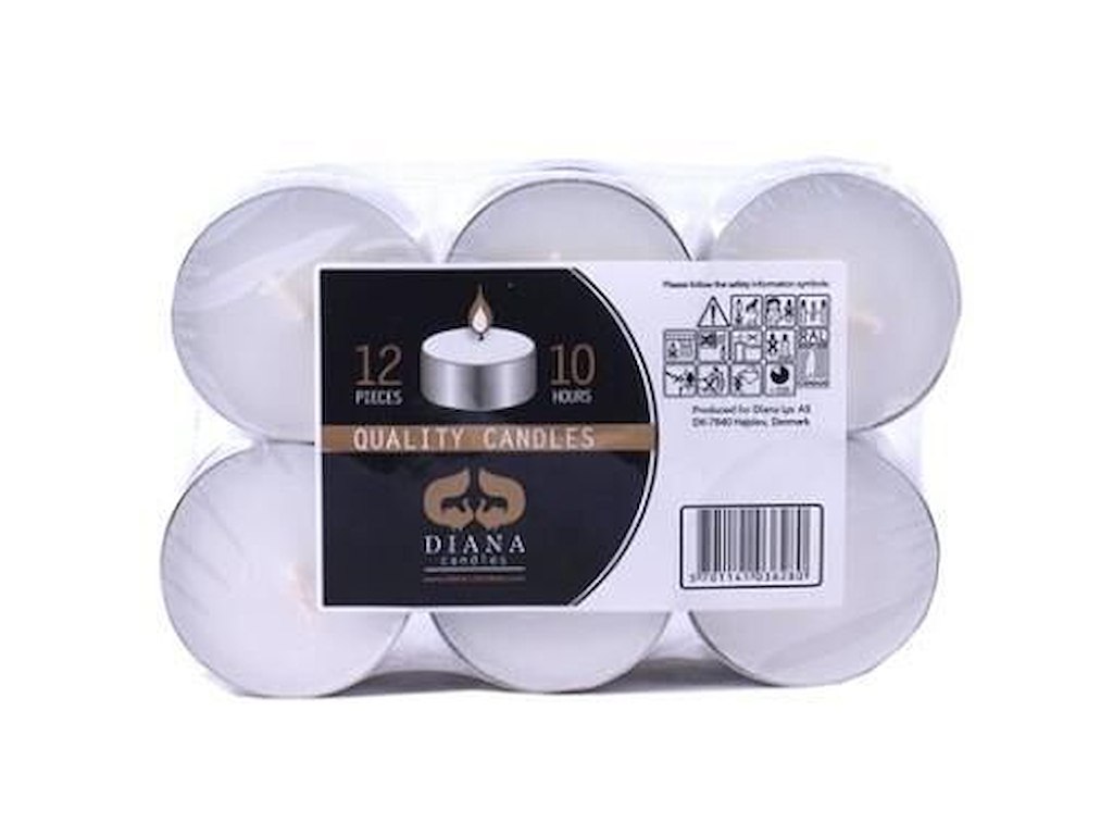 Fyrfadslys stor Brændetid 10 timer Hvid, 12 stk