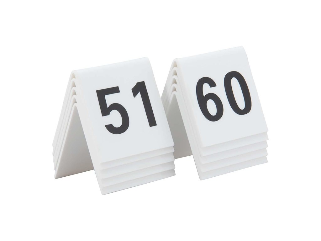 Bordskilt Securit nr 51-60 5x4x5 cm Akryl Hvid