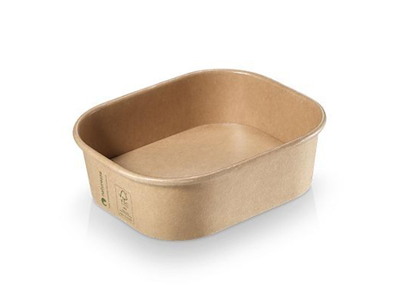 Bæger rektangulær 250ml L125xB105xH40mm Kraft/PLA bionedbrydelig brun
