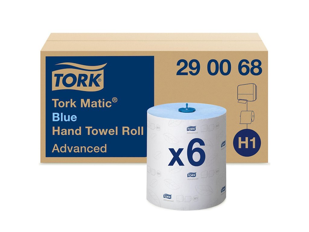 Håndklæderulle Tork Matic Advanced H1 2-lag Ø19xB21cmxL150m M/Hylse Mix Blå