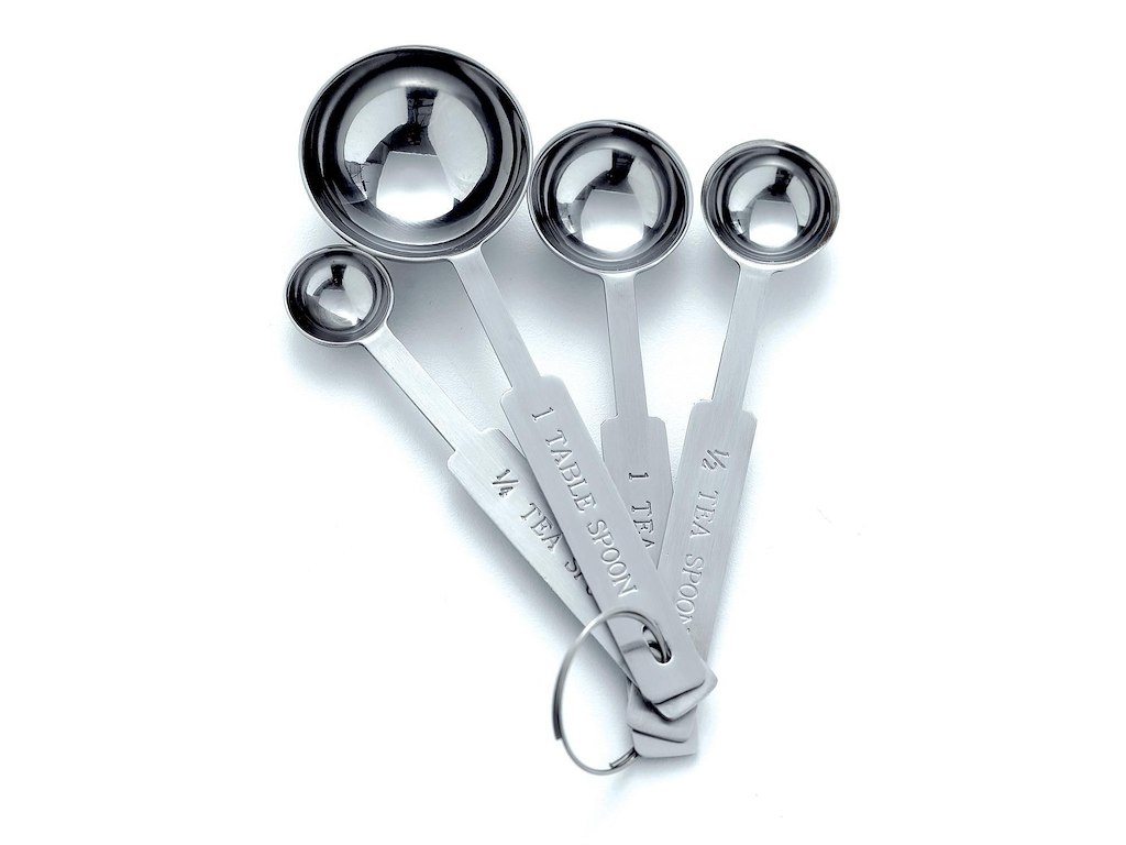 Måleskesæt 4 dele. 15/5/2.5/1.25 ml. Rustfri stål