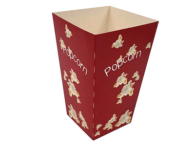 Popcornbæger 1.4 ltr 48 oz 180 mm Rød med hvide popcorn