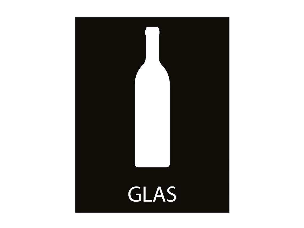 Piktogram glas L120xB35mm hvidt uden baggrund