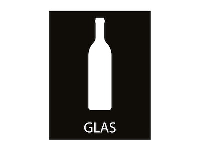 Piktogram glas L120xB35mm hvidt uden baggrund